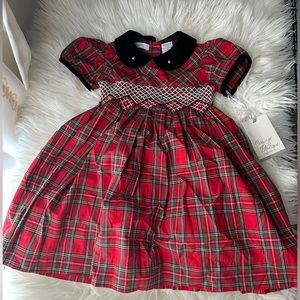 Carriage Boutique Toddler Red Plaid Party Yoke Dress Size 2T